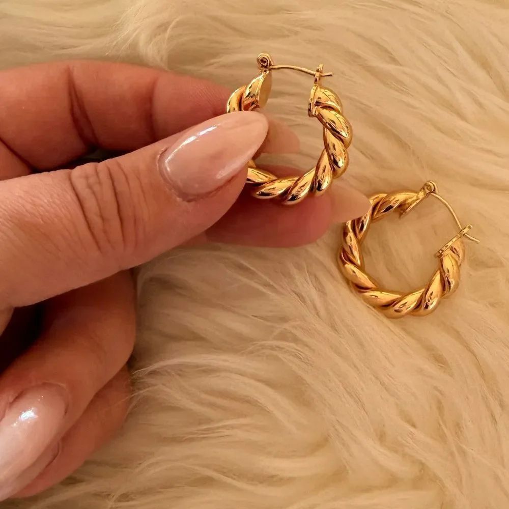 Gold textured Hoop Earrings